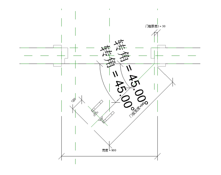 腿腿教學網-BIM等級考試二級建筑教程 |2.11 帶角度平開門族實例